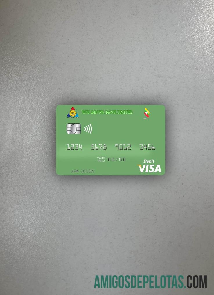 Cartão de débito Visa Myanmar Innwa Bank Limited Photolook Front amostra